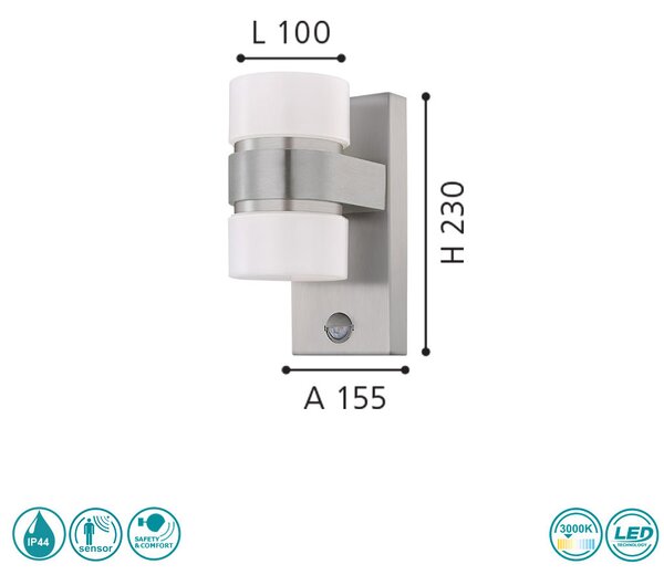 Απλίκα Εξωτερικού Χώρου SAFETY & COMFORT EGLO ATOLLARI 96277 Ανοξείδωτη