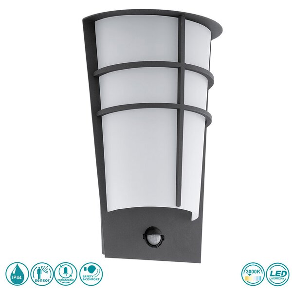 Απλίκα Εξωτερικού Χώρου SAFETY & COMFORT EGLO BREGANZO 1 96018 Ανθρακί