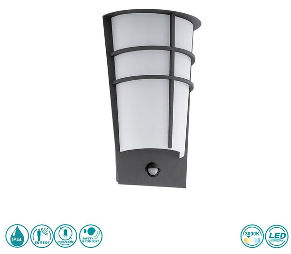 Απλίκα Εξωτερικού Χώρου SAFETY & COMFORT EGLO BREGANZO 1 96018 Ανθρακί