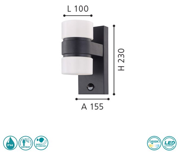 Απλίκα Εξωτερικού Χώρου SAFETY & COMFORT EGLO ATOLLARI 96276 Ανθρακί