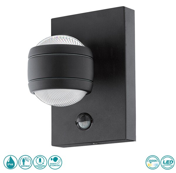 Απλίκα Εξωτερικού Χώρου SAFETY & COMFORT EGLO SESIMBA 1 96021 Μαύρη