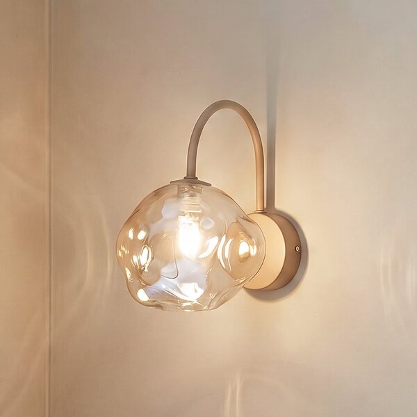 TK Lighting Φωτιστικό τοίχου Lava, μπεζ, γυαλί, ύψος 21 cm, G9, ρυθμιζόμενος, Μπεζ, Σαλόνι / τραπεζαρία, Γυαλί