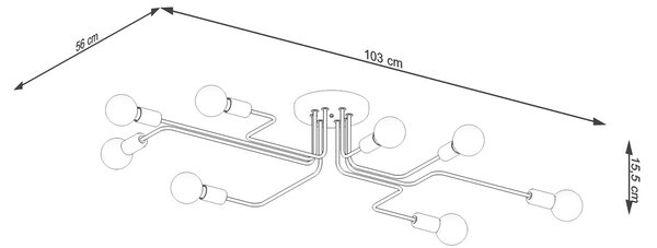 Sollux Φωτιστικό οροφής VECTOR 8 λευκό,ατσάλι,Ε27 8xmax 15W LED