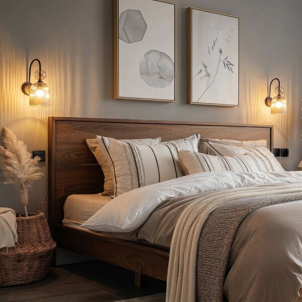 TK Lighting Φωτιστικό τοίχου Sophia, κονιάκ/μαύρο, γυαλί, ύψος 33,5 cm, E14, ρυθμιζόμενος, Γκρι, Σαλόνι / τραπεζαρία, Γυαλί