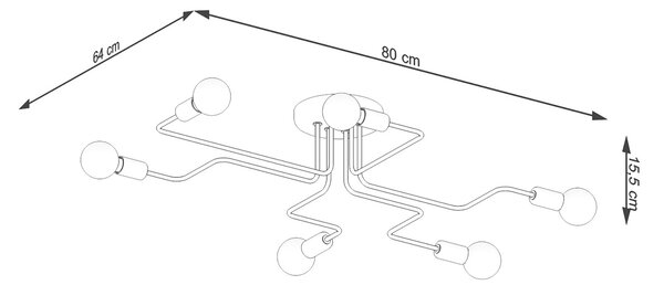 Sollux Φωτιστικό οροφής VECTOR 6 λευκό,ατσάλι,Ε27 6xmax 15W LED