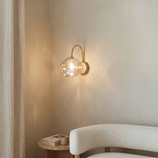 TK Lighting Φωτιστικό τοίχου Lava, μπεζ, γυαλί, ύψος 21 cm, G9, ρυθμιζόμενος, Μπεζ, Σαλόνι / τραπεζαρία, Γυαλί