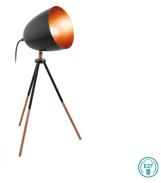 Επιτραπέζια Λάμπα Vintage Industrial Eglo CHESTER 49385 Μαύρη