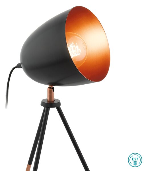 Επιτραπέζια Λάμπα Vintage Industrial Eglo CHESTER 49385 Μαύρη