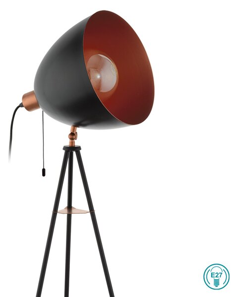 Φωτιστικό Δαπέδου Vintage Industrial Eglo CHESTER 49386 Μαύρο