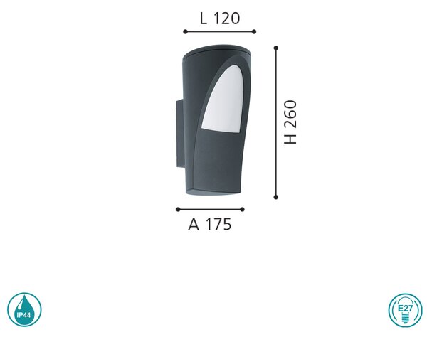 Απλίκα Εξωτερικού Χώρου EGLO PROPENDA 96008 Ανθρακί