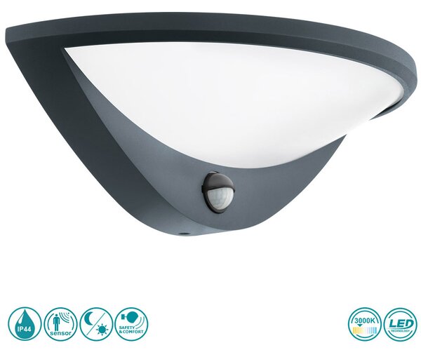 Απλίκα Εξωτερικού Χώρου SAFETY & COMFORT EGLO TOPLINE BELCREDA 97312 Ανθρακί