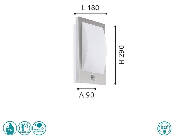 Απλίκα Εξωτερικού Χώρου SAFETY & COMFORT EGLO VERRES 97238 Ανοξείδωτη