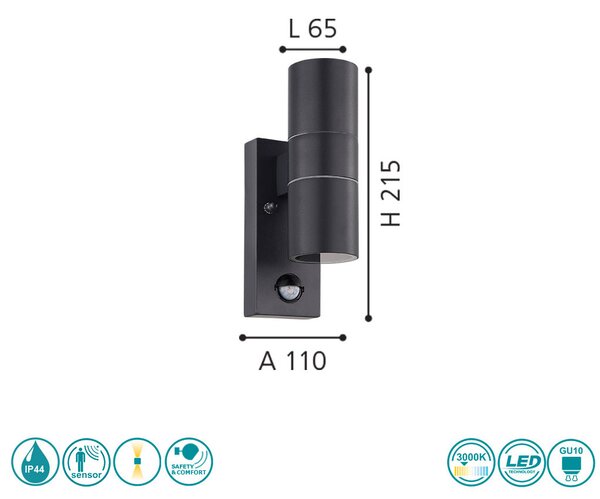 Απλίκα Εξωτερικού Χώρου SAFETY & COMFORT EGLO RIGA 5 32899 Ανθρακί