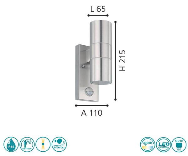 Απλίκα Εξωτερικού Χώρου SAFETY & COMFORT EGLO RIGA 5 32898 Ανοξείδωτη