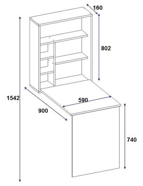 Γραφείο τοίχου ανοιγόμενο Ravin pakoworld λευκό 63x90x154εκ