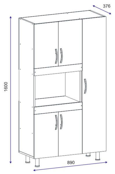 Ντουλάπα κουζίνας Defne pakoworld χρώμα λευκό-καρυδί 89x37.5x160εκ