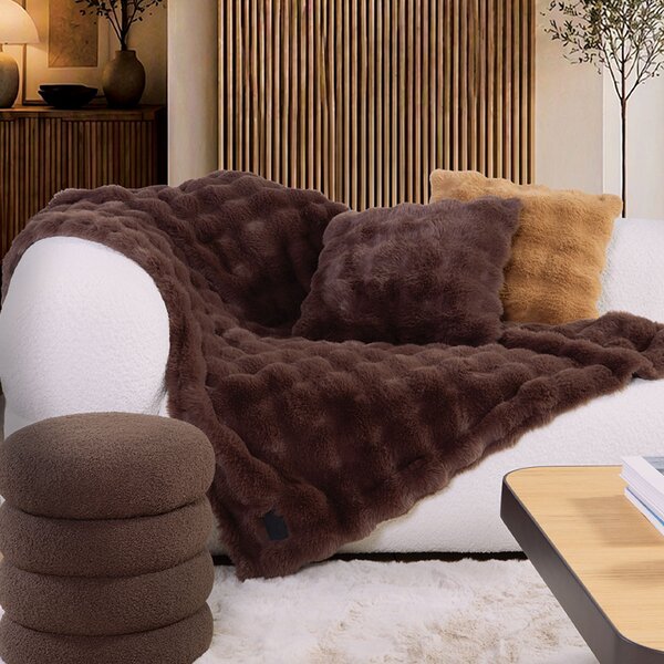 Γούνινη Κουβέρτα Καναπέ (130x180) Nef-Nef Homeware Reality Coffee