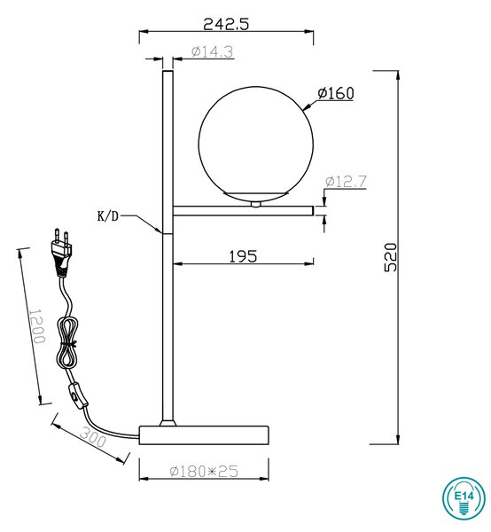 Λάμπα Επιτραπέζια Trio Lighting Pure 502000108 Χρυσό Ματ