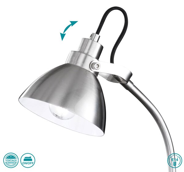 Λάμπα Επιτραπέζια Vintage Trio Lighting Timber 505000130 Νίκελ Ματ