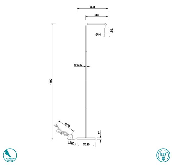 Φωτιστικό Δαπέδου Trio Lighting Diallo 408000132 Μαύρο Ματ