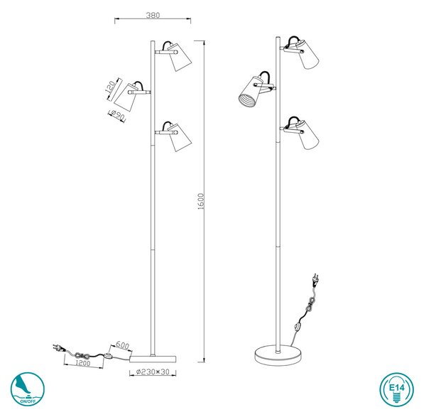 Φωτιστικό Δαπέδου Trio Lighting Edward 408800332 Μαύρο Ματ