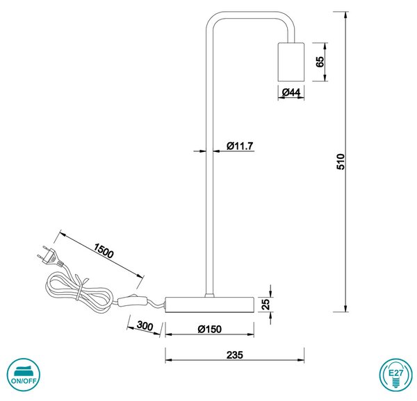 Λάμπα Επιτραπέζια Trio Lighting Diallo 508000132 Μαύρο Ματ