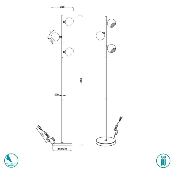 Φωτιστικό Δαπέδου Trio Lighting Dakota 404600332 Μαύρο Ματ