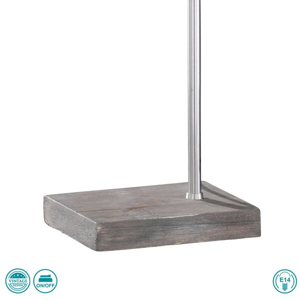 Λάμπα Επιτραπέζια Vintage Trio Lighting Timber 505000130 Νίκελ Ματ