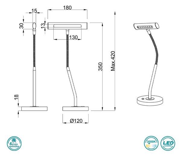 Πορτατίφ Γραφείου Trio Lighting Curtis 579790107 Νίκελ Ματ