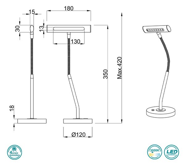 Πορτατίφ Γραφείου Trio Lighting Curtis 579790108 Χρυσό Ματ