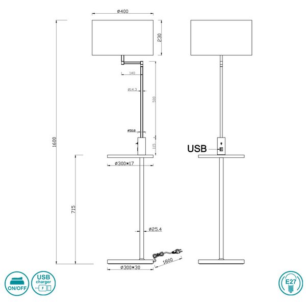 Φωτιστικό Δαπέδου Trio Lighting Claas 400400107 Νίκελ Ματ
