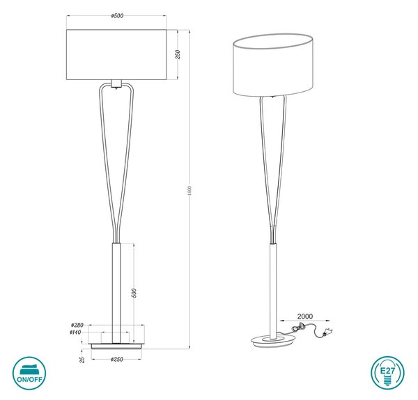 Φωτιστικό Δαπέδου Trio Lighting Paris II 400200108 Χρυσό Ματ