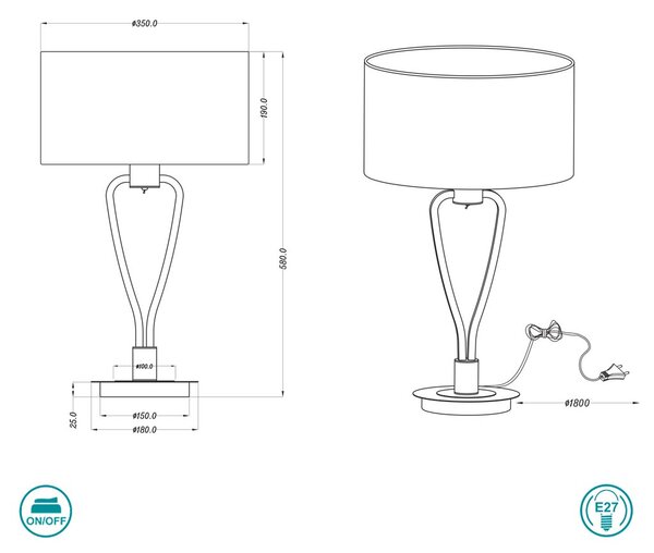 Λάμπα Επιτραπέζια Trio Lighting Paris II 500200107 Νίκελ Ματ