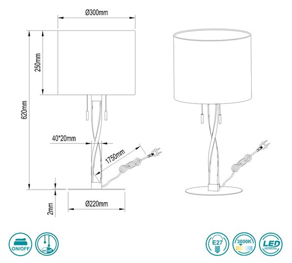 Λάμπα Επιτραπέζια Trio Lighting Nandor 575310307 Νίκελ Ματ