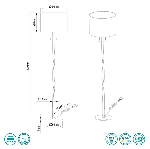 Φωτιστικό Δαπέδου Trio Lighting Nandor 475310379 Χρυσό