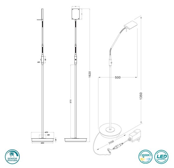 Φωτιστικό Δαπέδου Trio Lighting Bergamo 420910108 Χρυσό