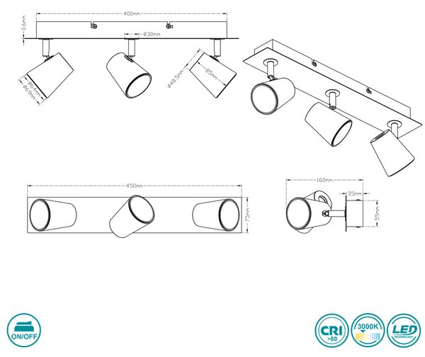 Σποτ Trio Lighting Narcos 873110307 Νίκελ Ματ