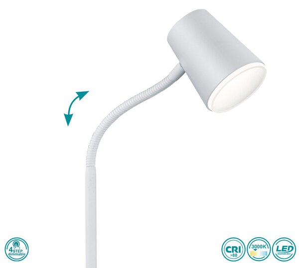 Πορτατίφ Γραφείου Trio Lighting Narcos 573190131 Λευκό Ματ