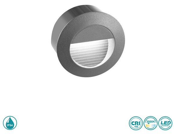 Απλίκα Χωνευτή Εξωτερικού Χώρου Sole Luce 206704627 Γκρι Σκούρο