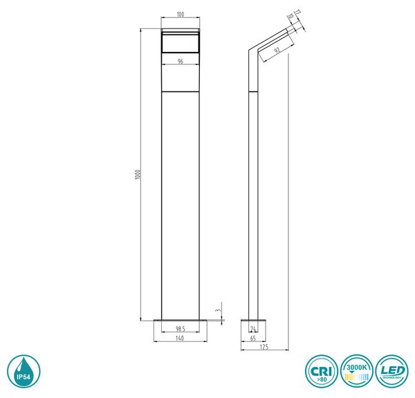 Κολωνάκι Εξωτερικού Χώρου Trio Lighting Pearl 421160142