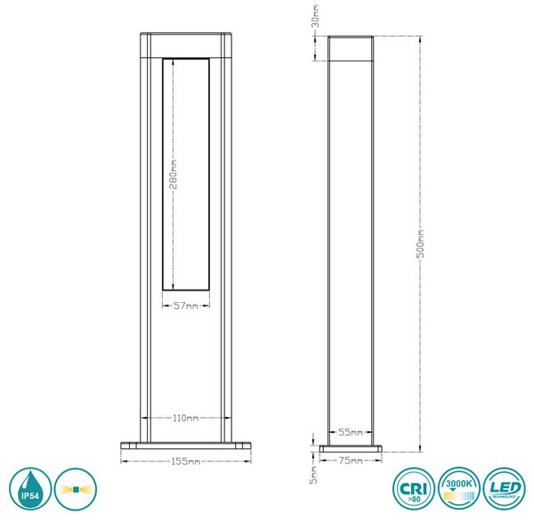 Κολωνάκι Εξωτερικού Χώρου Trio Lighting Rhine 521660242