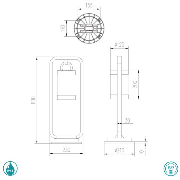Κολωνάκι Εξωτερικού Χώρου Trio Lighting Sambesi 504160124 Σκουριά Χαλκού
