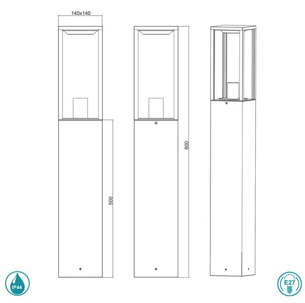 Κολωνάκι Εξωτερικού Χώρου Trio Lighting Garonne 401860142 Ανθρακί