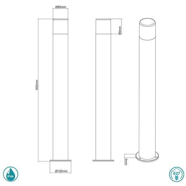 Κολωνάκι Εξωτερικού Χώρου Trio Lighting Hoosic 424060142 Ανθρακί