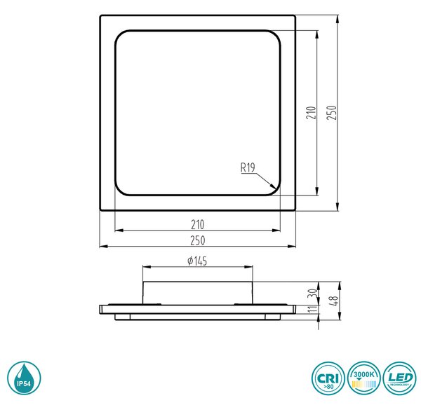 Φωτιστικό Οροφής Εξωτερικού Χώρου Trio Lighting Trave 620160142 Ανθρακί