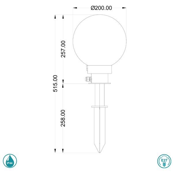 Σποτ Με Καρφί Εξωτερικού Χώρου RL Lighting Bolo R57042001