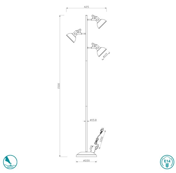 Φωτιστικό Δαπέδου RL Lighting Gina R41153032 Μαύρο Ματ