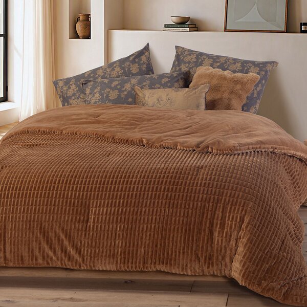 Κουβερτοπάπλωμα Μονό (160x220) Nef-Nef Homeware Elaisa Camel