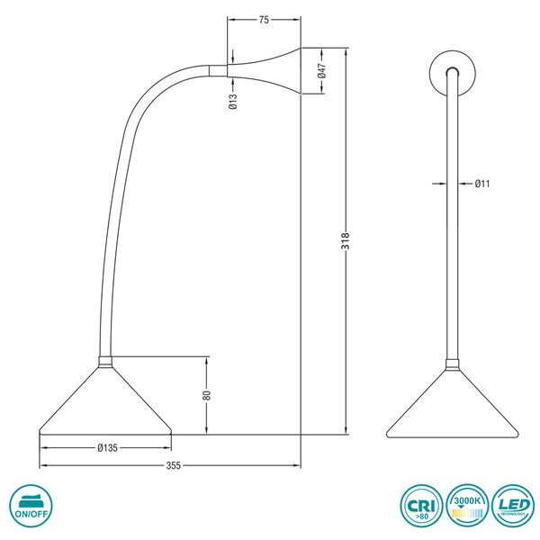 Πορτατίφ Γραφείου RL Lighting Viper R52391101 Λευκό