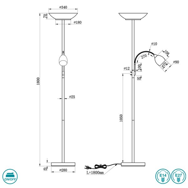 Φωτιστικό Δαπέδου RL Lighting Gerry R40063107 Νίκελ Ματ